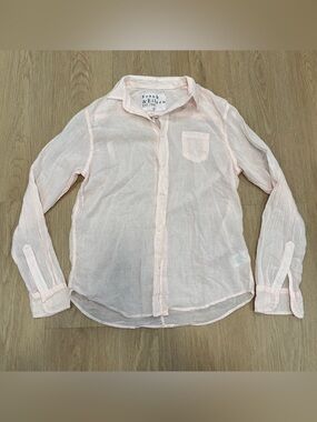 Frank & Eileen Pale Pink Sheer Cotton Button Down Long sleeve